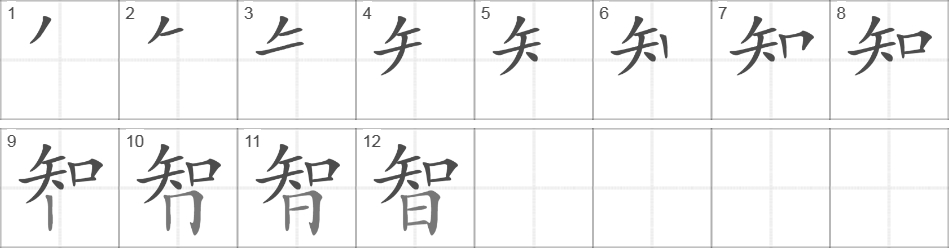 Написание иероглифа 智