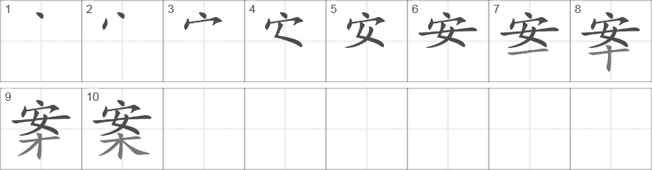 Написание иероглифа 案