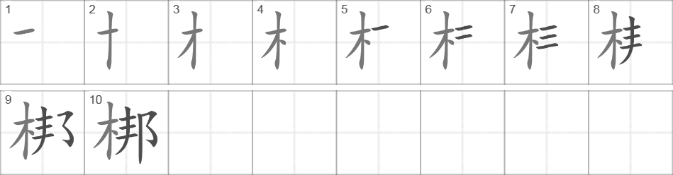 Написание иероглифа 梆