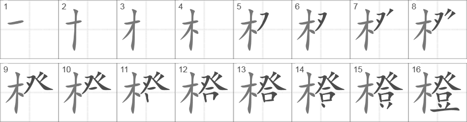 Написание иероглифа 橙