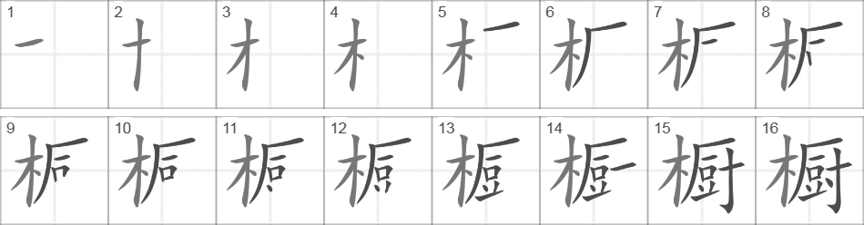 Написание иероглифа 橱