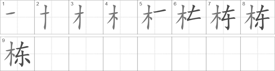 Написание иероглифа 栋