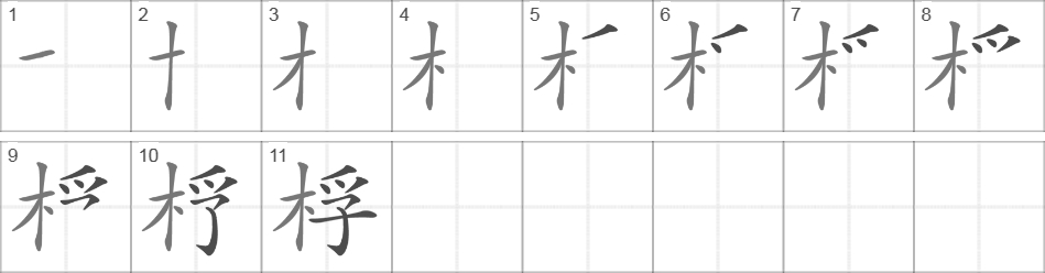 Написание иероглифа 桴