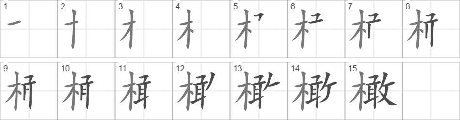 Написание иероглифа 橄