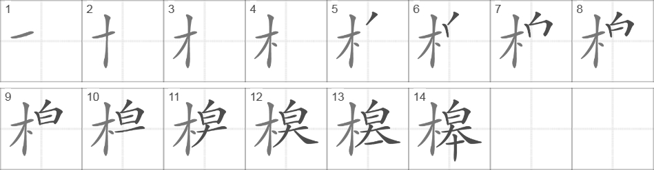 Написание иероглифа 槔