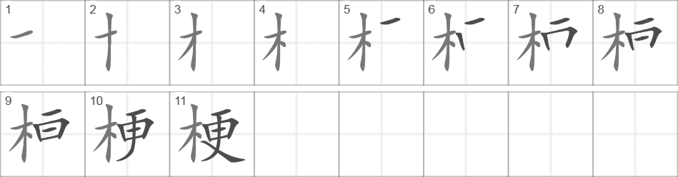 Написание иероглифа 梗