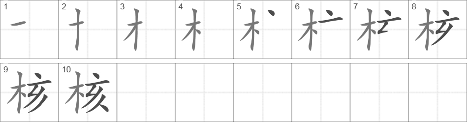 Написание иероглифа 核