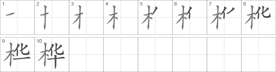 Написание иероглифа 桦