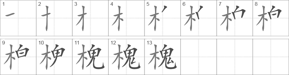 Написание иероглифа 槐