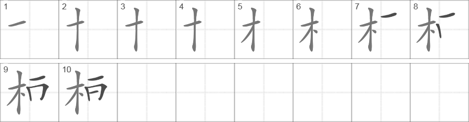 Написание иероглифа 桓