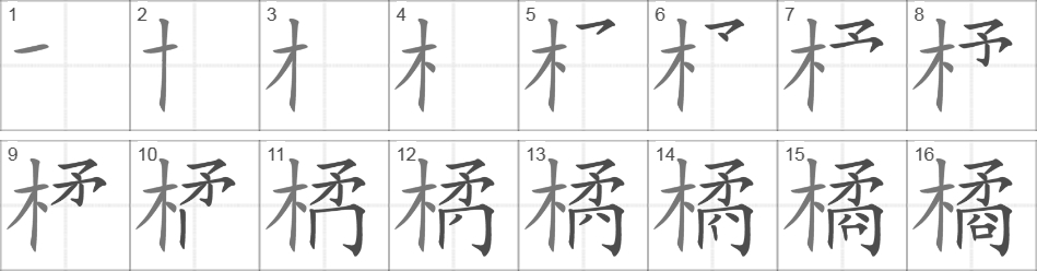 Написание иероглифа 橘