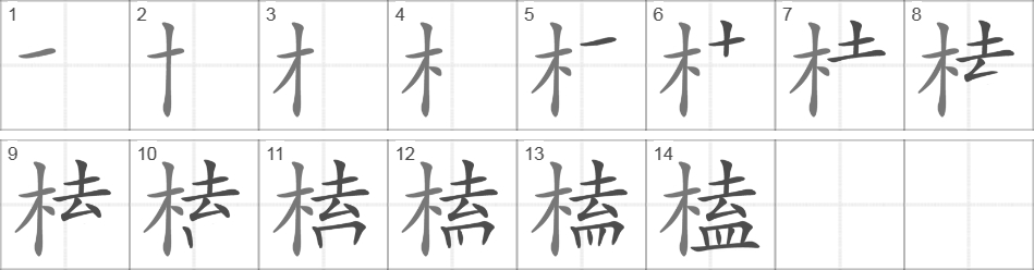 Написание иероглифа 榼