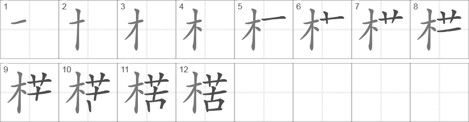 Написание иероглифа 楛