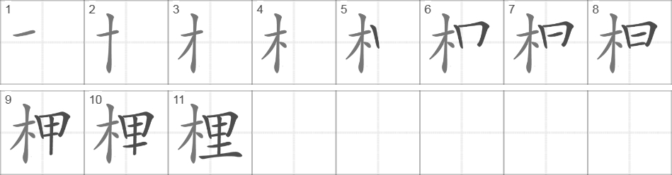 Написание иероглифа 梩