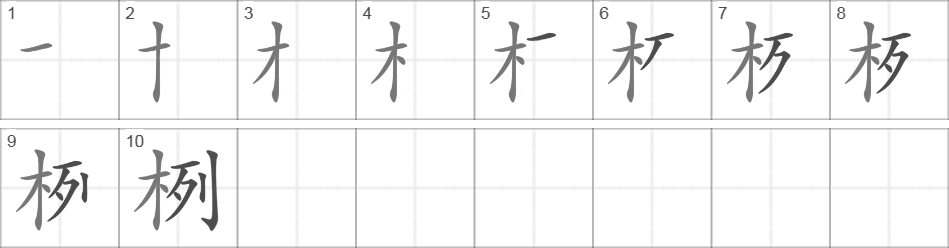 Написание иероглифа 栵