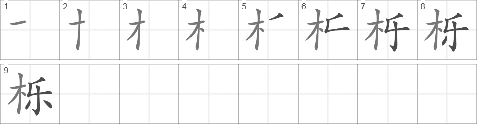 Написание иероглифа 栎