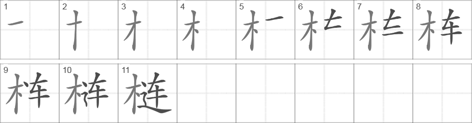 Написание иероглифа 梿