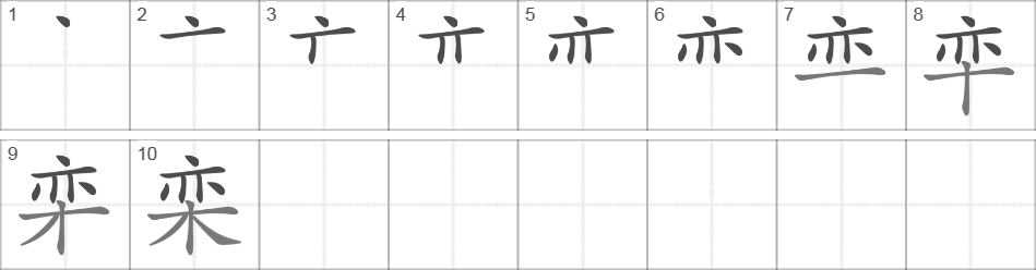 Написание иероглифа 栾