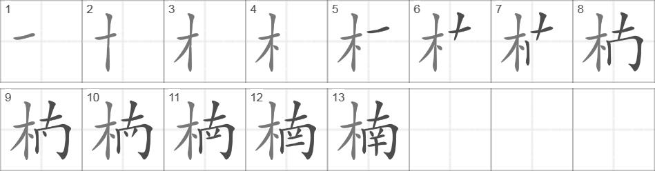 Написание иероглифа 楠