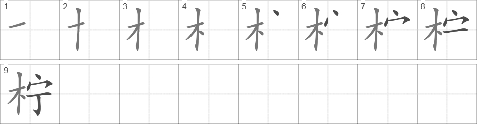 Написание иероглифа 柠