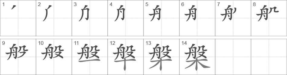 Написание иероглифа 槃