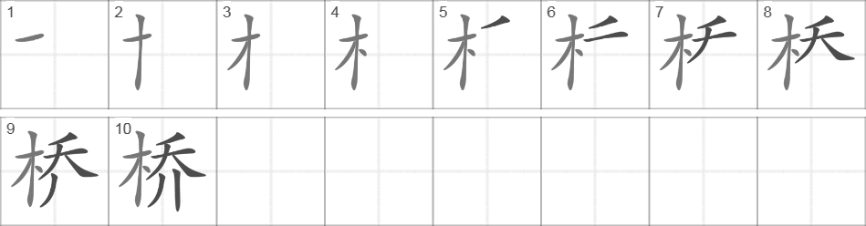 Написание иероглифа 桥