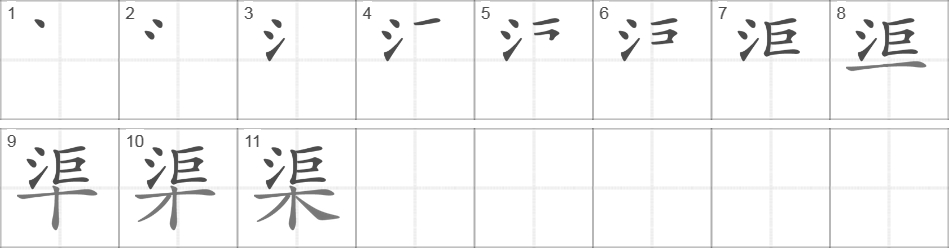 Написание иероглифа 渠