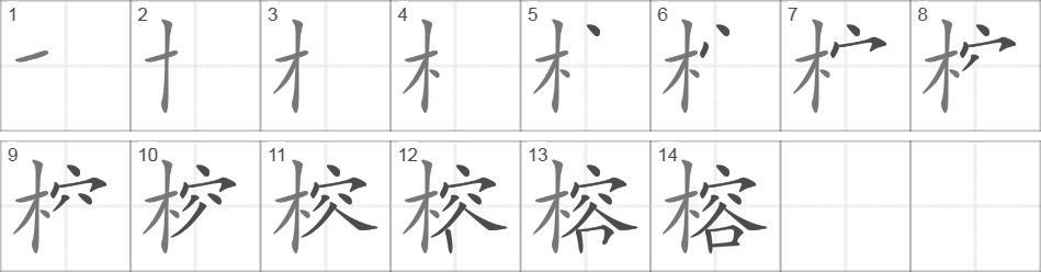 Написание иероглифа 榕