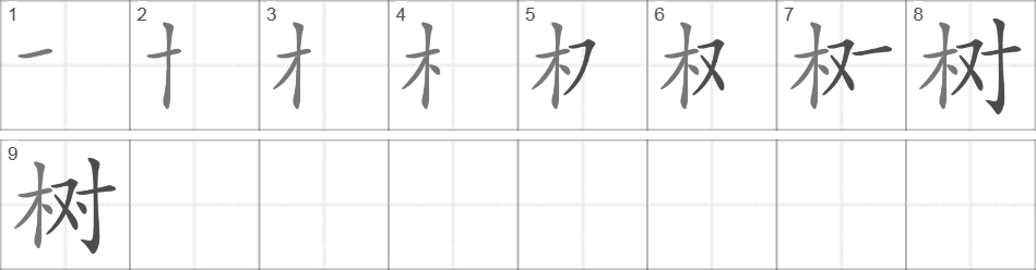 Написание иероглифа 树