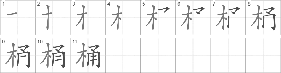 Написание иероглифа 桶