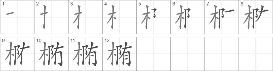 Написание иероглифа 椭