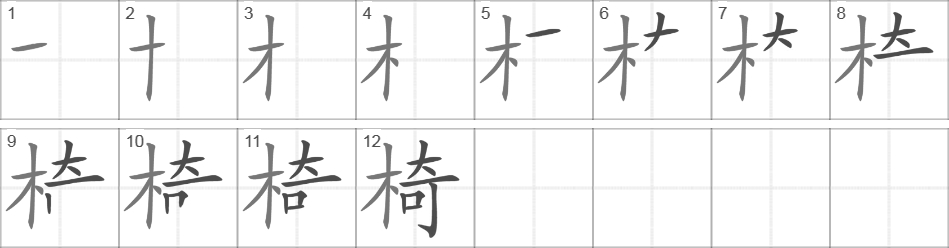 Написание иероглифа 椅