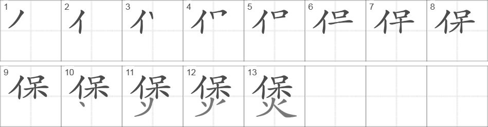 Написание иероглифа 煲