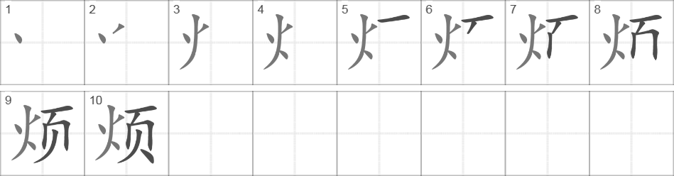 Написание иероглифа 烦