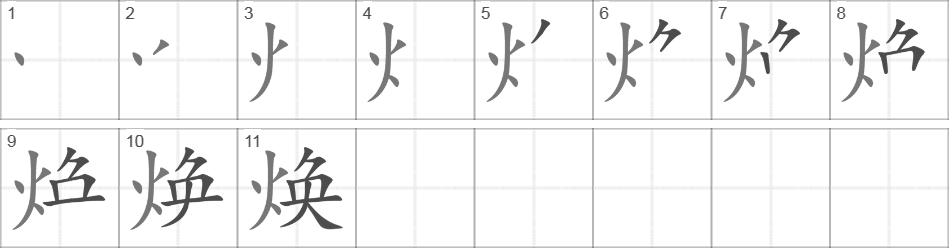 Написание иероглифа 焕