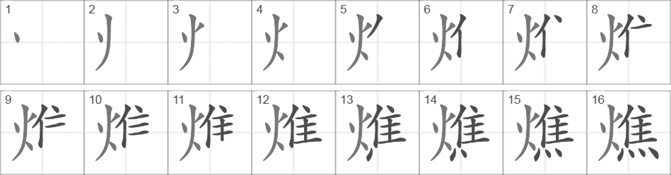 Написание иероглифа 燋