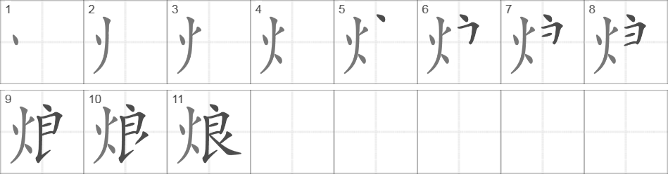 Написание иероглифа 烺