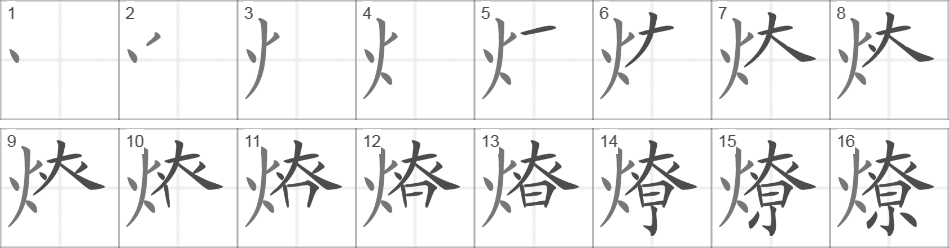 Написание иероглифа 燎