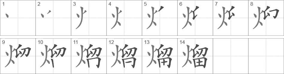 Написание иероглифа 熘