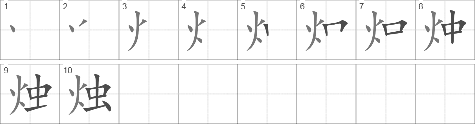 Написание иероглифа 烛