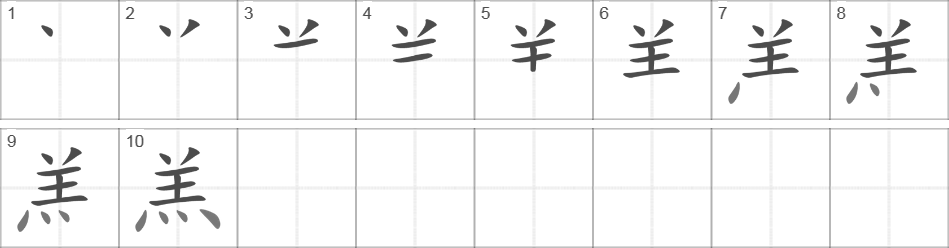 Написание иероглифа 羔