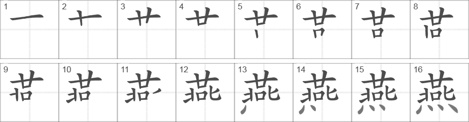 Написание иероглифа 燕