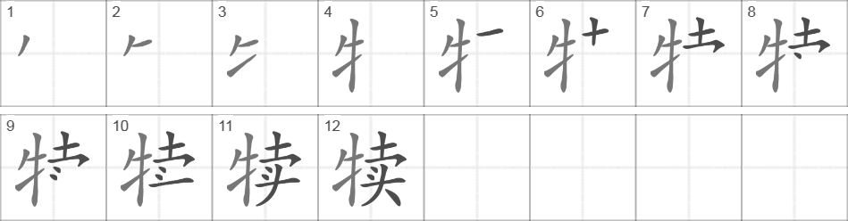 Написание иероглифа 犊