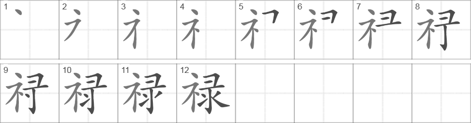 Написание иероглифа 禄