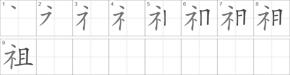 Написание иероглифа 祖