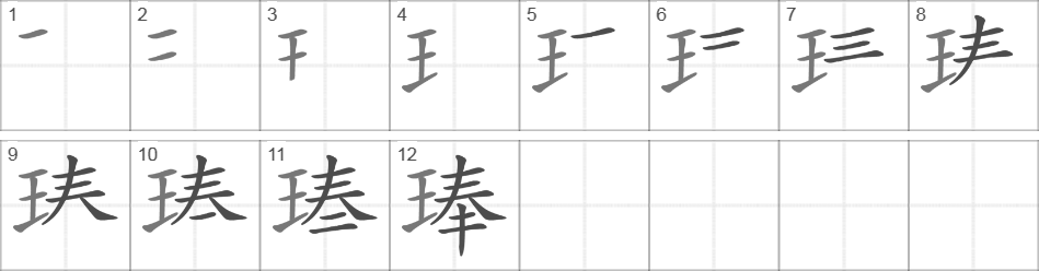 Написание иероглифа 琫