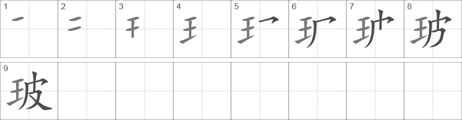 Написание иероглифа 玻