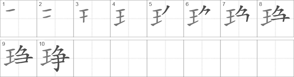 Написание иероглифа 琤