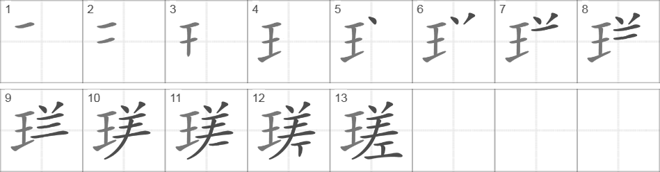 Написание иероглифа 瑳