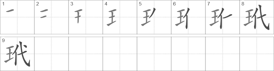 Написание иероглифа 玳